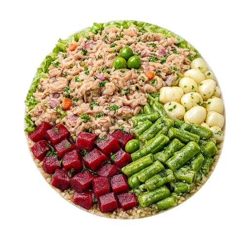 Delicia de atún con vegetales cocidos 
