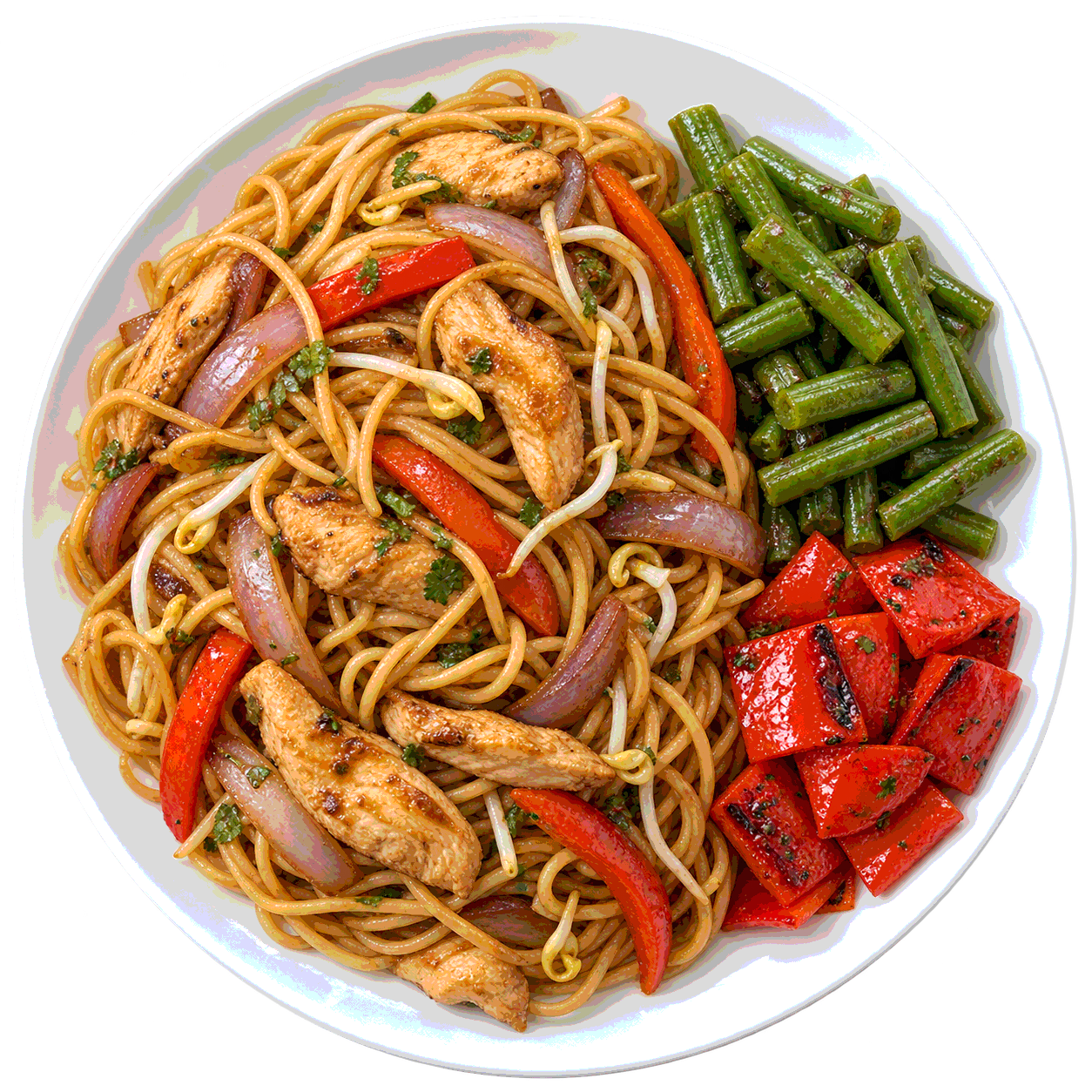 Tallarín saltado de pollo y vegetales