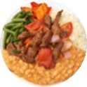 Guiso de trigo con saltado de res