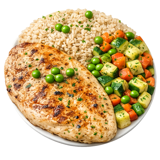 Pollo al horno con arroz y vegetales  