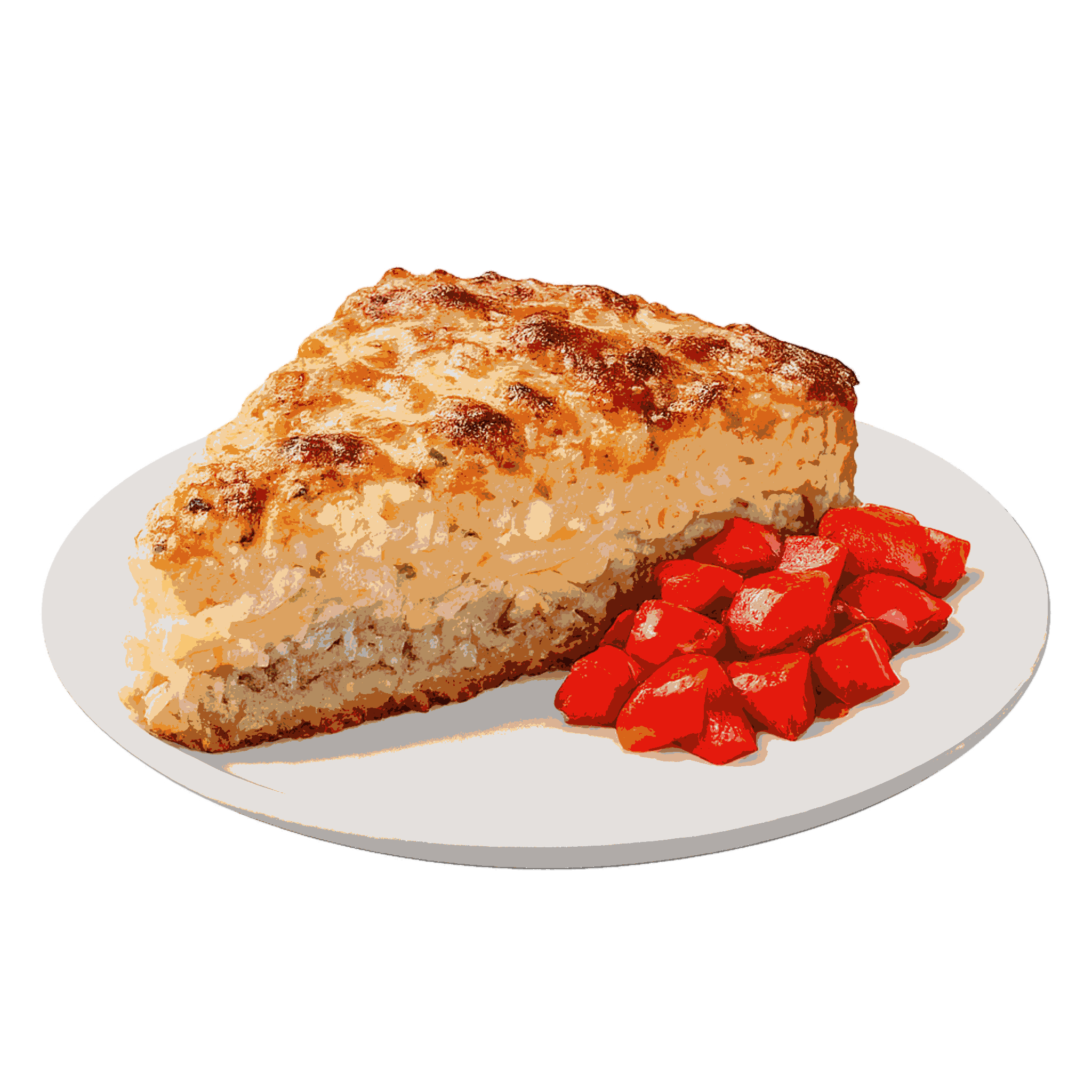 Pastel de queso fresco, papa y pimientos