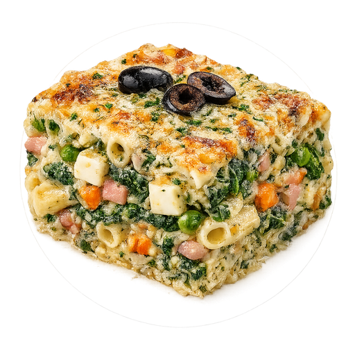 Pastel de verduras con fideos y queso